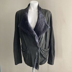 Giorgio Brato Black Asymmetrical Leather Jacket With Wool Lining - Women’s Small